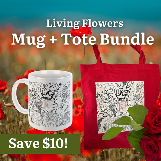 Living Flowers Bundles: Mug + Red Tote